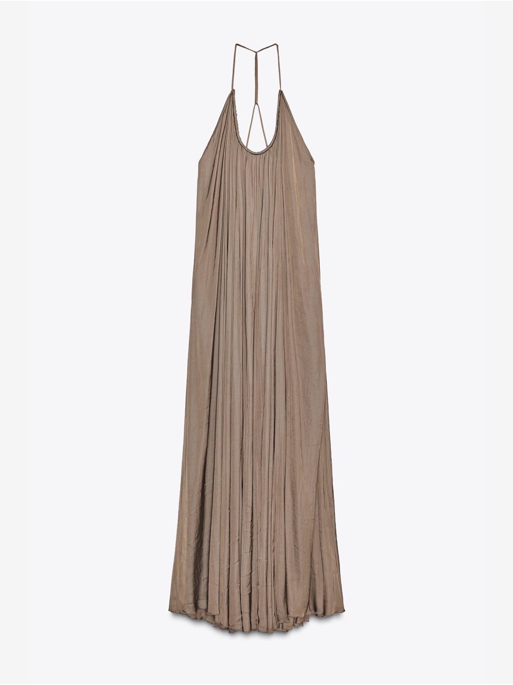 Zara Taupe Halter-Strap Maxi Dress